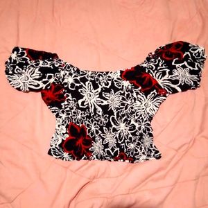 Off the Shoulders Vintage Belly Shirt Crop Top
